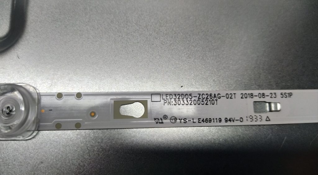 Маркировка планки подсветки LED32D05-ZC26AG-02T