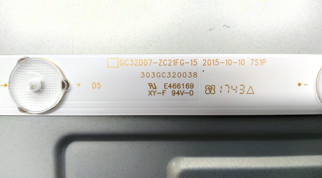 Маркировка подсветки GC32D07-ZC21FG-15 телевизора Ergo LE32CT5500AK