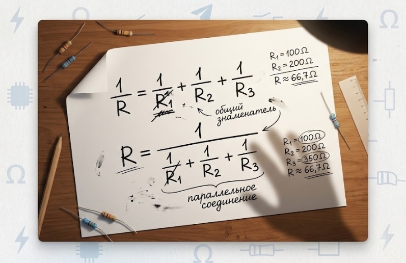 Parallel connection of resistors
