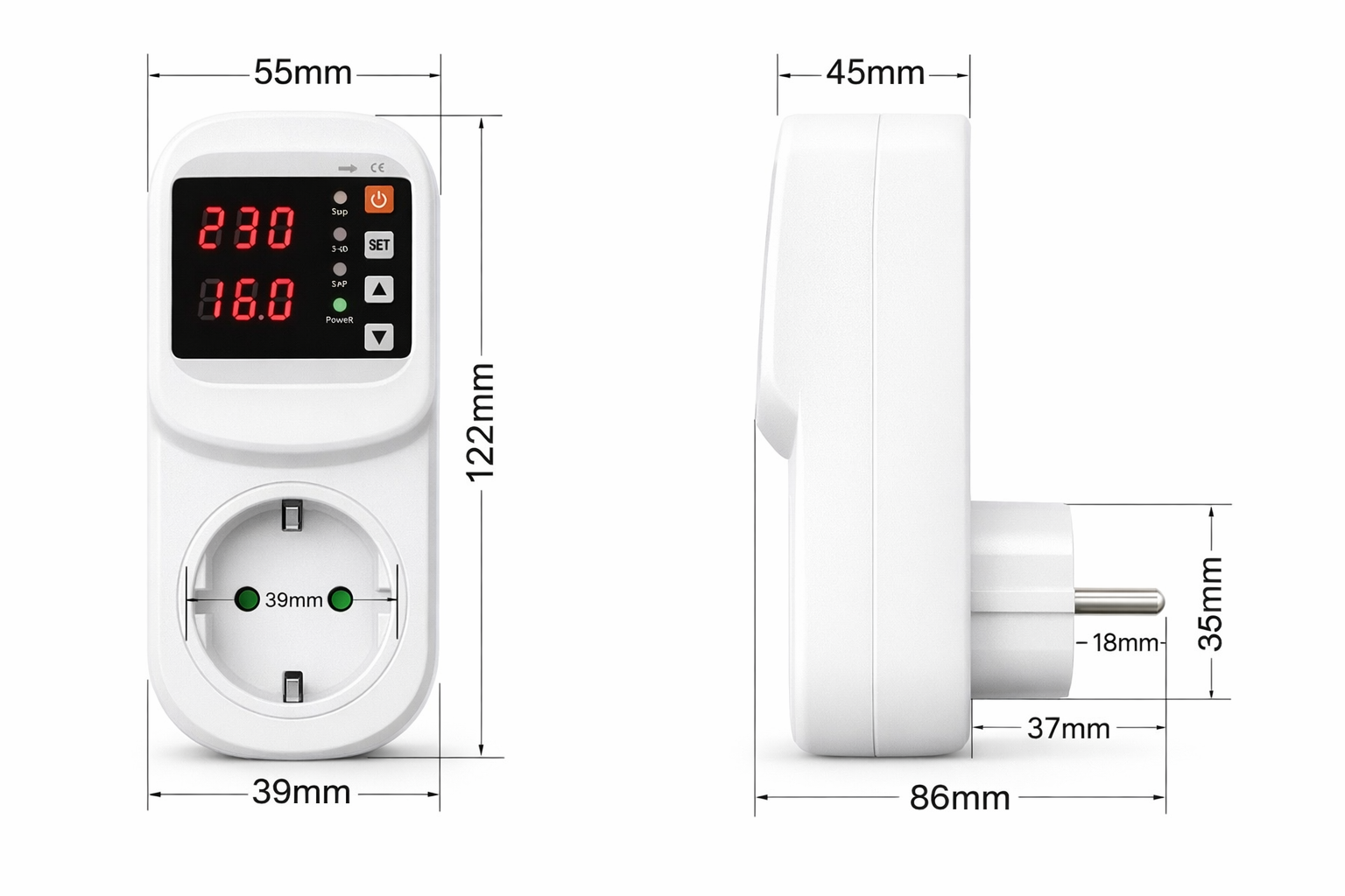 Размеры розеточного реле TOSVA-16