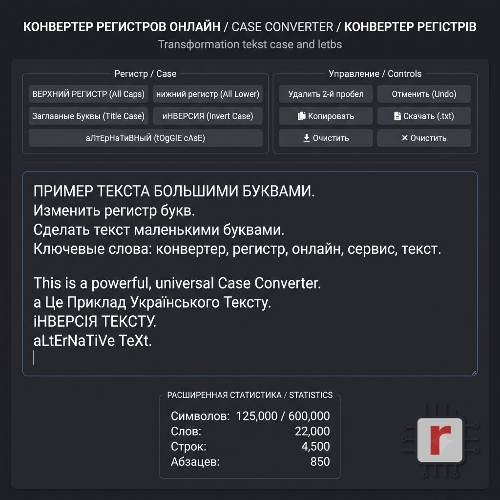 Конвертер регистров - онлайн сервис