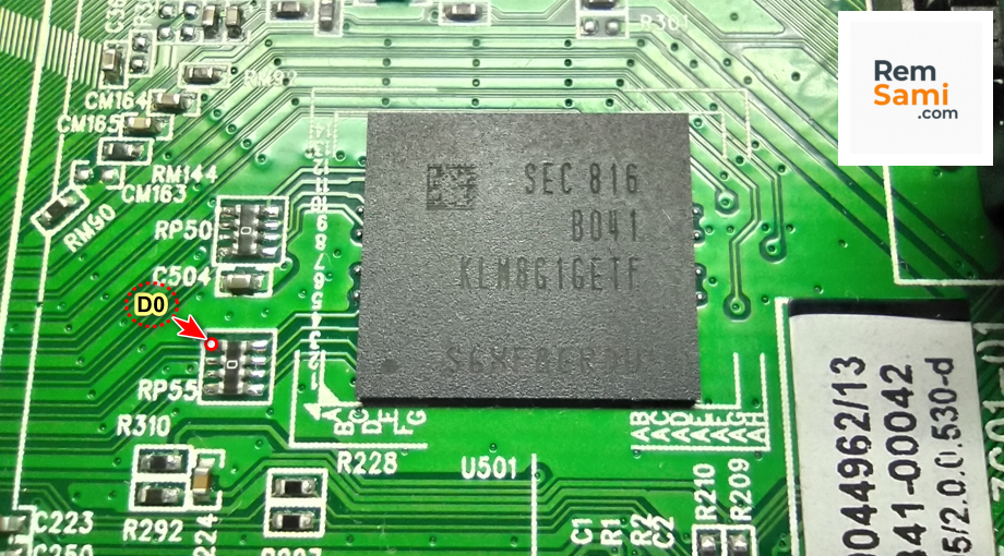 Точки ISP подключения к eMMC KLM8G1GETF-B041 тв Kivi 40FR50BU часть 2